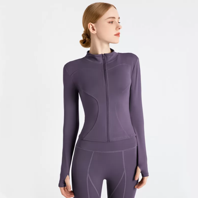 Women's long sleeve sports jacket for yoga and fitness